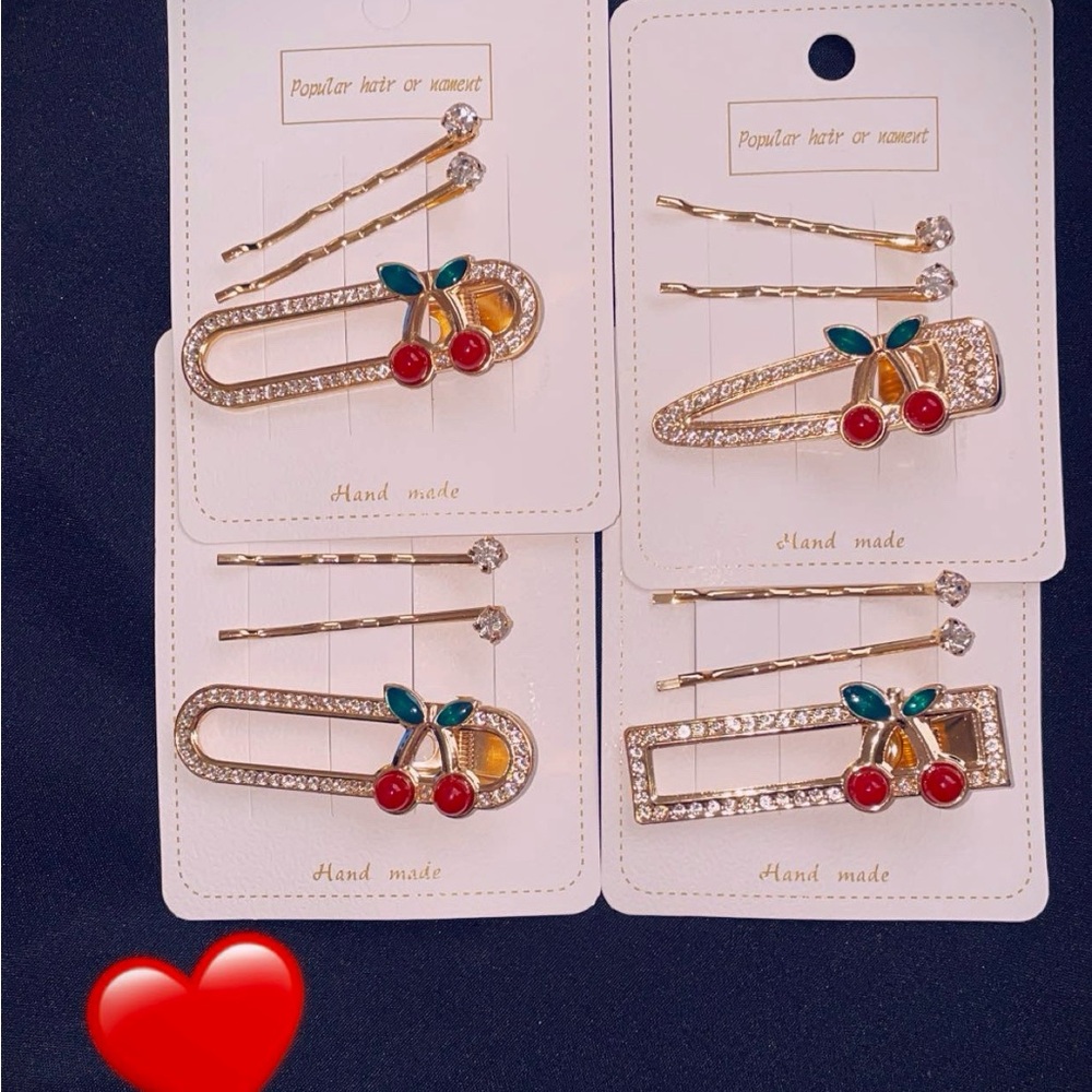 Elegant Gold Cherry Hair Clips